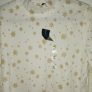 Karen Scott long sleeve Mock Trail neck snowflake pattern extra large